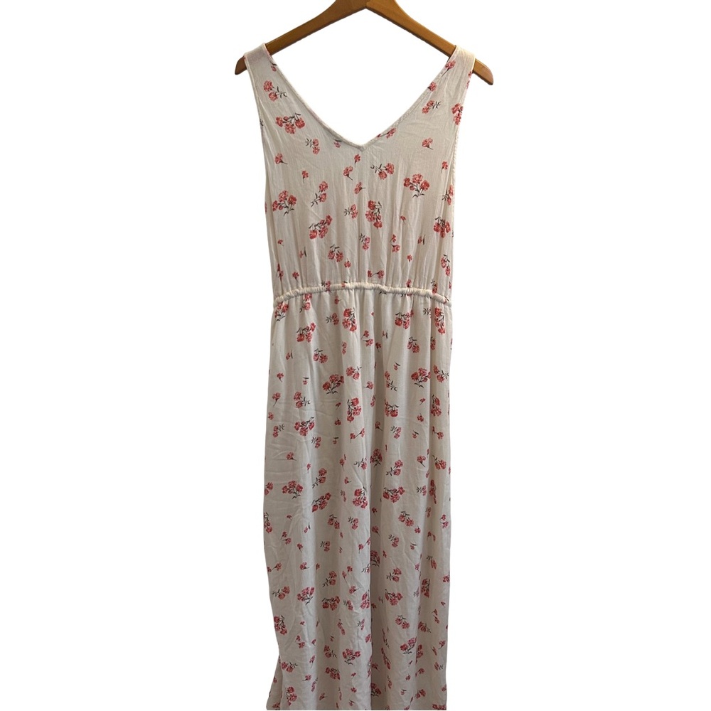 Lucky Brand Romantic Cottagecore Cream and Red Floral Maxi Dress Size L - Picture 3 of 8